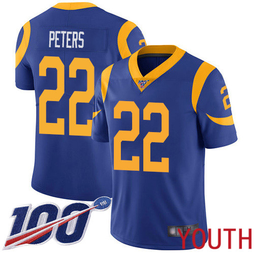 Los Angeles Rams Limited Royal Blue Youth Marcus Peters Alternate Jersey NFL Football #22 100th Season Vapor Untouchable->women nfl jersey->Women Jersey